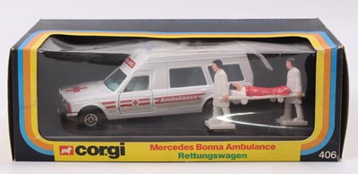 Lot 1252 - Corgi Toys, 406, Mercedes Bonna Ambulance,...