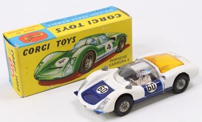 Lot 1025 - Corgi Toys, 330, Porsche Carrera 6, white and...