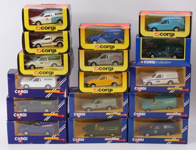 Lot 879 - 16 Corgi Toys modern issue Ford Escort Vans,...