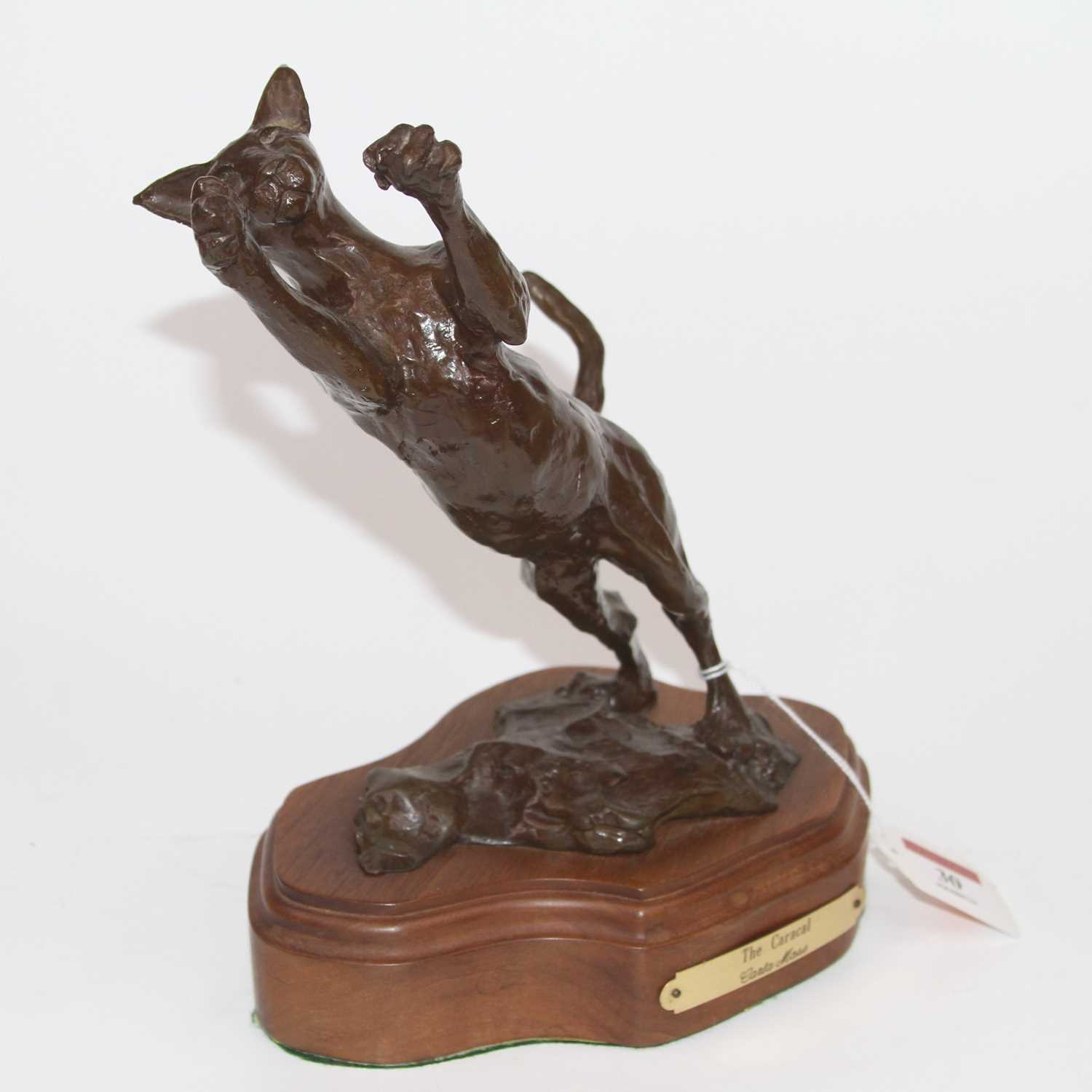 Lot 30 - Carla Moss - bronze of a leaping cat, mounted...