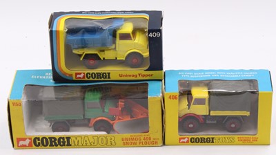 Lot 1135 - Corgi Toys boxed Unimog group of 3 comprising...