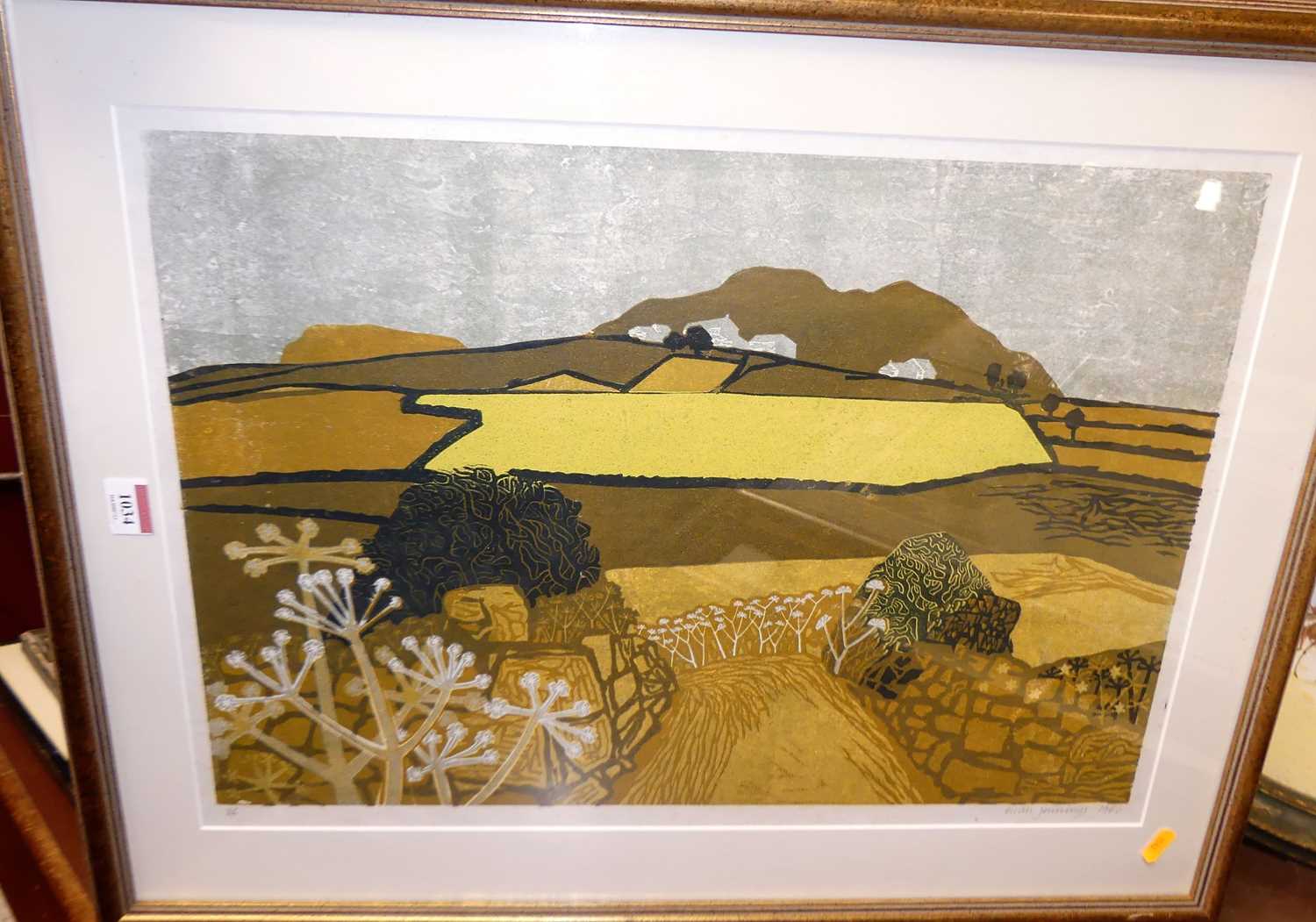 Lot 1034 - Euan Jennings - Mustard Field, linocut, signed...