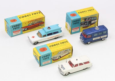 Lot 1145 - Corgi Toys boxed model group of 3 emergency...