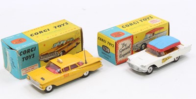 Lot 1157 - Corgi Toys boxed Taxi model group of 2...