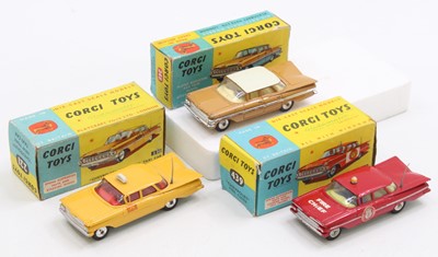 Lot 1139 - Corgi Toys boxed model group of 3 Chevrolet...