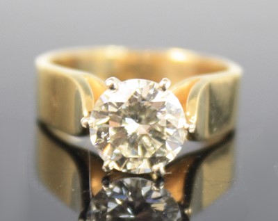 Lot 2282 - A yellow metal diamond solitaire ring,...