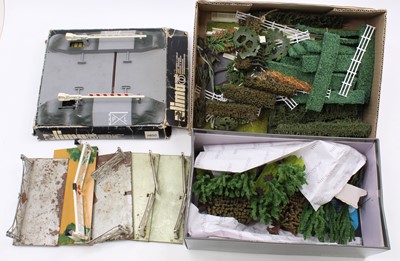 Lot 222 - Large tray containing trees, hedges, level...