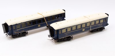 Lot 218 - Two kit/scratch built CIWL bogie coaches, blue....