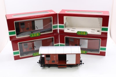 Lot 273 - 4 x LGB G scale 45mm 4027 4-wheeled wagons,...