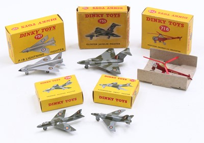 Lot 1443 - Five boxed Dinky Toys diecast aircraft to...