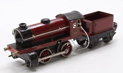 Lot 374 - Marklin 0-4-0 clockwork loco & tender, red,...