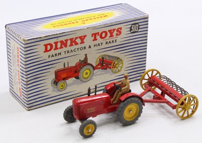 Lot 1418 - Dinky Toys No. 310 Tractor and Hay Rake,...