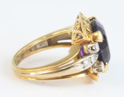 Lot 2567 - A yellow and white metal, amethyst and diamond...