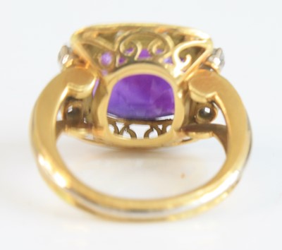 Lot 2567 - A yellow and white metal, amethyst and diamond...