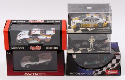 Lot 845 - A collection of 5 1/43rd scale racing cars,...