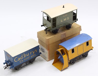 Lot 210 - Three goods wagons: Hornby Cadbury Chocolates,...