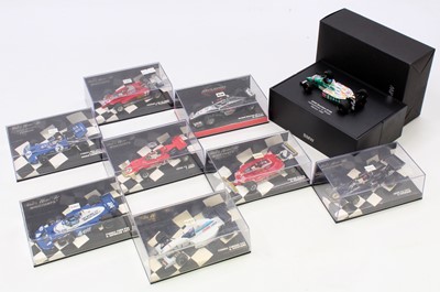 Lot 843 - 9 Minichamps 1/43rd scale Formula 1 diecasts,...