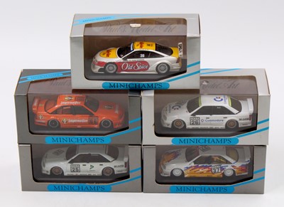 Lot 842 - 5 Minichamps 1/43rd scale boxed racing cars,...