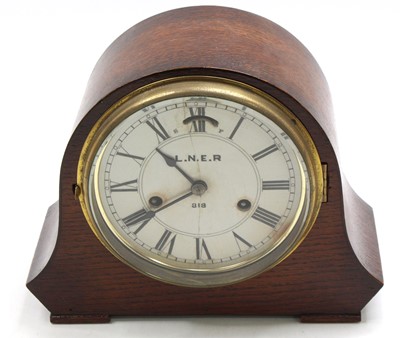 Lot 105 - A 6" dial mantel clock, comprising of oak case...