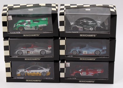 Lot 838 - 6 boxed Minichamps 1/43rd scale racing cars,...