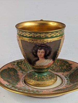 Lot 2090 - A Vienna porcelain cup and saucer, 19th...