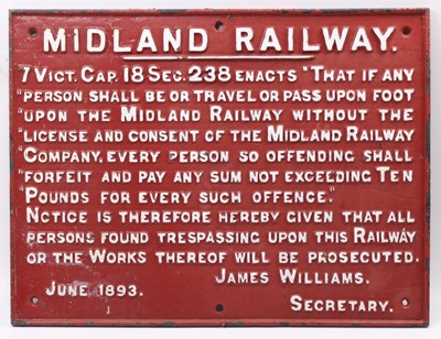 Lot 63 - A Midland Railway James Williams cast iron...