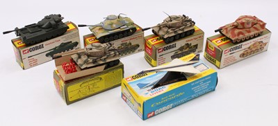 Lot 1342 - Corgi Toys boxed military group of 5 Tanks,...