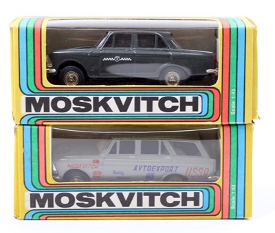 Lot 1625 - Russian diecast 1/43rd scale Moskvitch, 2...