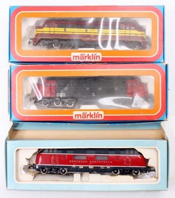 Lot 751 - A Marklin HO scale diesel locomotive group to...