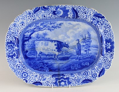 Lot 2075 - A Staffordshire blue and white pearlware meat...