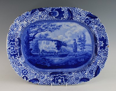 Lot 2077 - A Staffordshire blue and white pearlware meat...