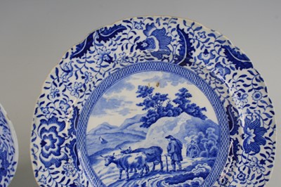 Lot 2078 - A Staffordshire blue and white pearlware dish,...