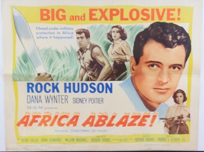 Lot 261 - Africa Ablaze, 1962 U.S. half sheet film...