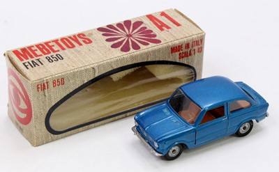 Lot 1588 - Mebetoys, A1, Fiat 850, metallic blue body...