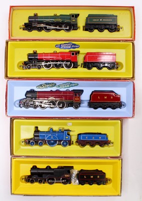 Lot 724 - Five Hornby locos & tenders: R553 Caledonian 4-...