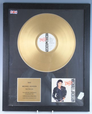 Lot 137 - Michael Jackson, Bad, Epic 450290 1 gold disc...