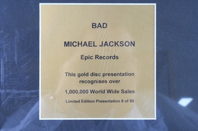 Lot 137 - Michael Jackson, Bad, Epic 450290 1 gold disc...