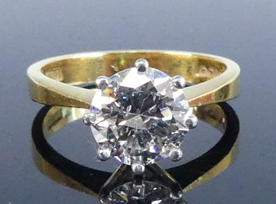 Lot 2279 - A 22ct yellow gold diamond solitaire ring,...