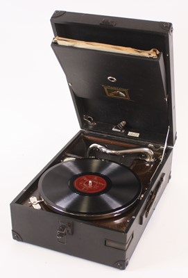 Lot 230 - An HMV Model 101 portable wind-up gramophone,...