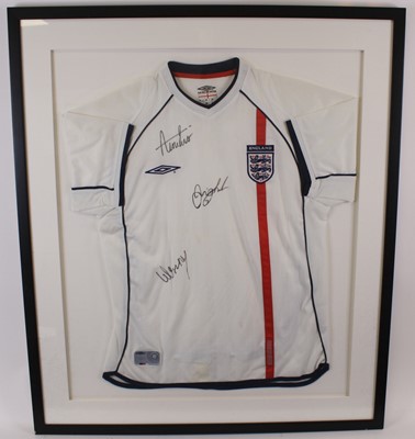 Lot 375 - A replica England football shirt, circa 2002,...