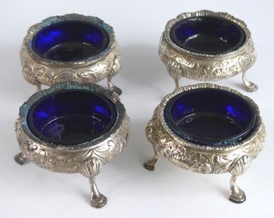 Lot 2145 - A set of four Victorian silver table salts, of...