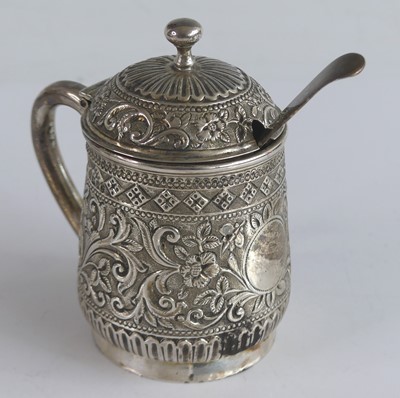 Lot 2154 - A Victorian silver lidded mustard, in the form...