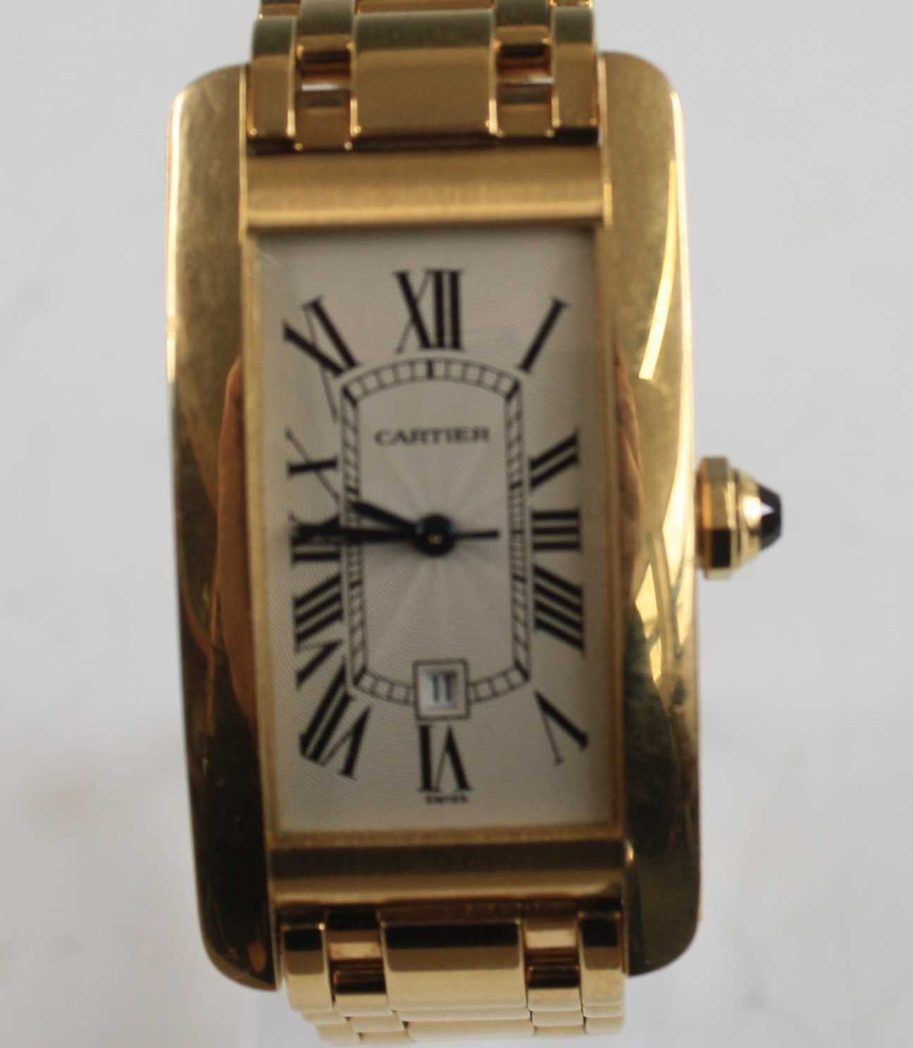 Lot 2297 - A Cartier 18ct yellow gold Tank Americaine...
