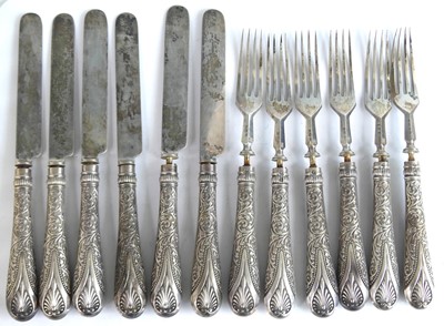 Lot 2147 - A set of Victorian silver dessert knives and...