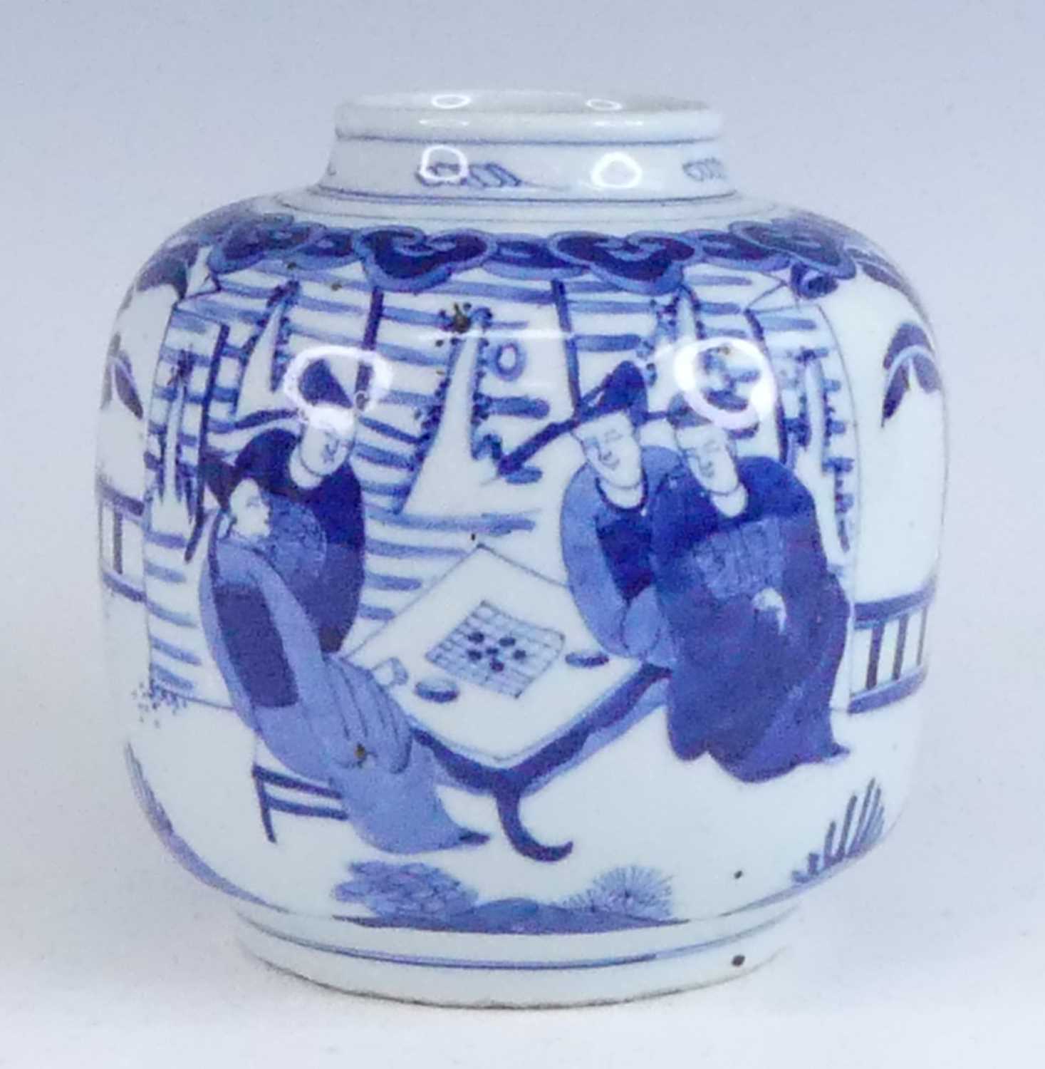 Lot 2364 - A Chinese blue and white jar, late Ming...
