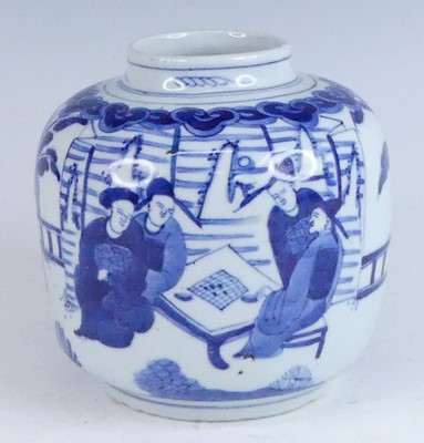 Lot 2364 - A Chinese blue and white jar, late Ming...