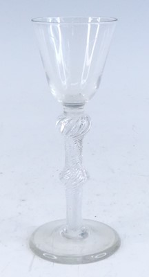 Lot 2110 - A wine glass, circa 1750, the round funnel...