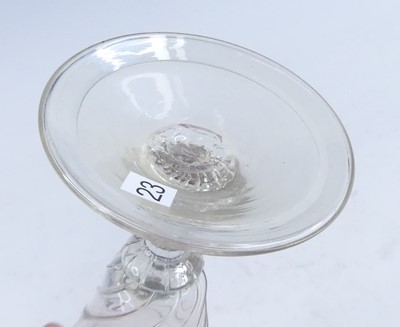 Lot 2099 - A ratafia glass, the fluted bowl etched with a...