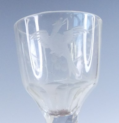 Lot 2102 - A wine glass, circa 1785, the round funnel...