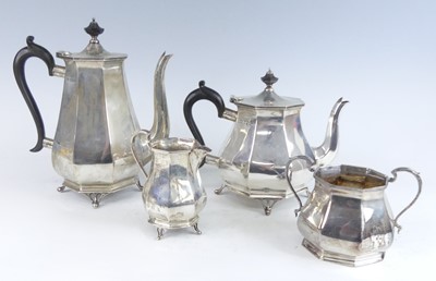 Lot 1138 - An Art Nouveau silver four-piece tea and...